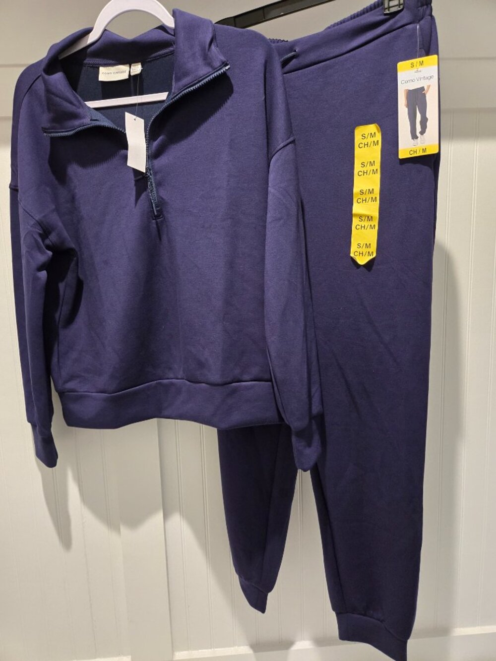 Como Vintage Peacoat Scuba Quarter Zip Jogger Lounge Set S/M - Picture 9 of 9